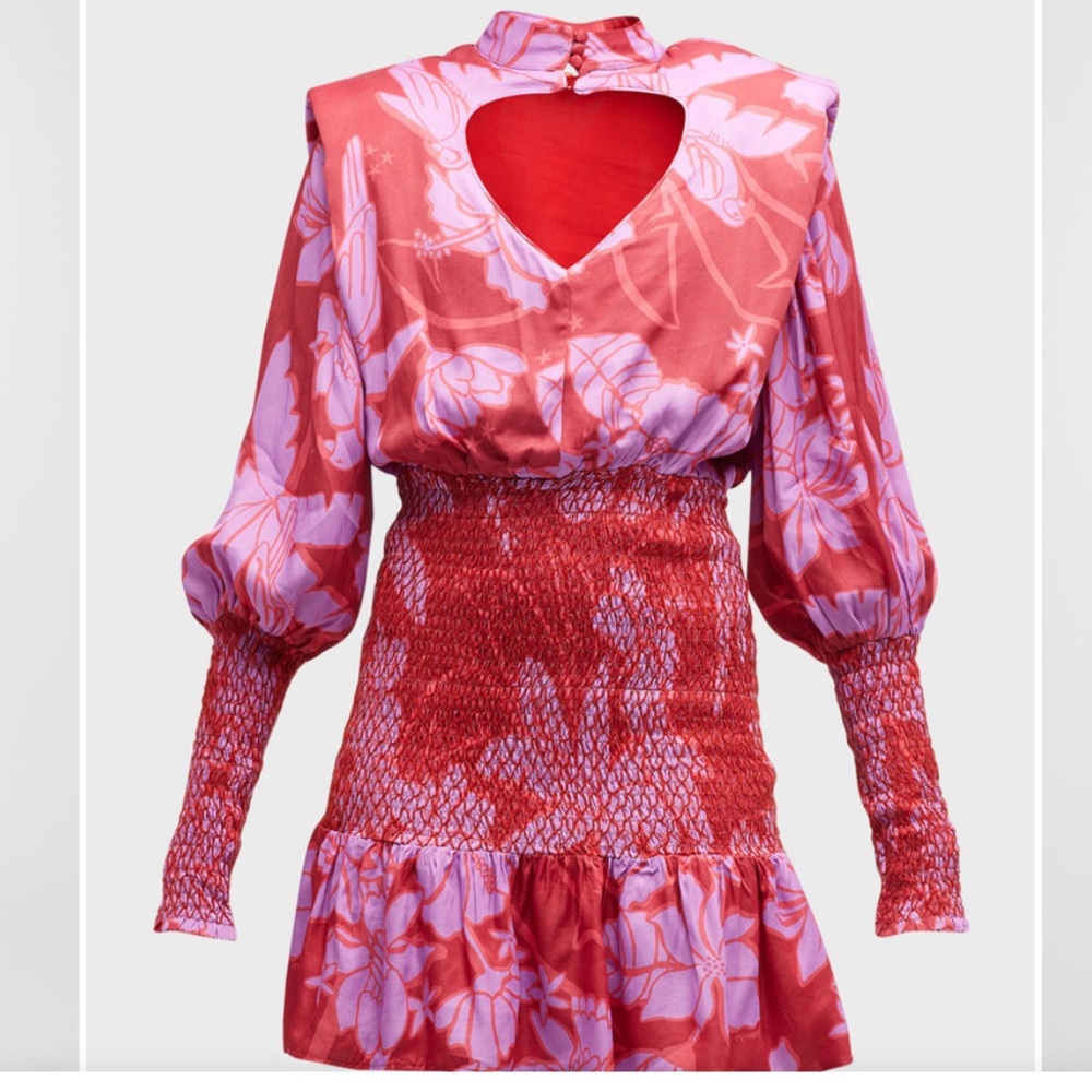NWT Farm Rio Living Nature Heart Cutout Smocked Mini Dress Size Medium - Picture 4 of 16